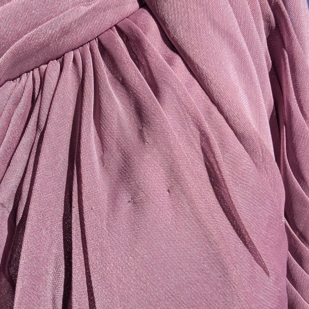 Adrianna Papell One-Arm Lilac Chiffon Sheath Dress - Picture 5 of 7